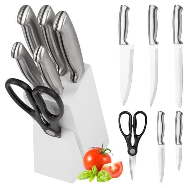 Knivset - CLASSBACH - C-MBS4018 - 7 delar - Rostfritt stål - Vit träblock