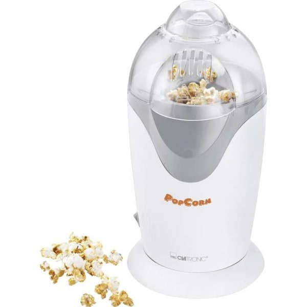 Popcornmaskin - Clatronic PM 3635 - Vit - Fettfri - 1200 Watt - 2-3 portioner på 2 minuter