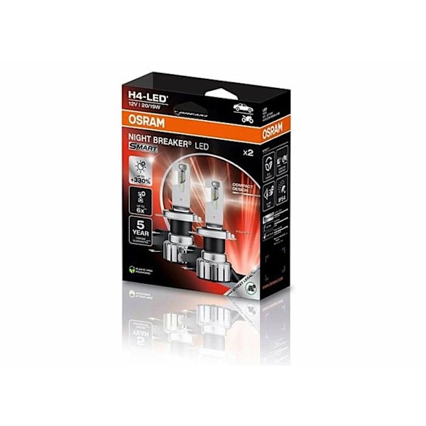 2x H4 LED-lampor OSRAM Night Breaker LED SMART 12V 20/19W - 5 års garanti - 64193DWNBSM-2HB