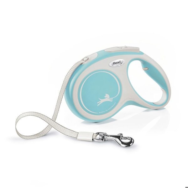 Infällbart koppel - FLEXI - New Comfort - 5 m rem - För hundar upp till 25 kg - Justerbart handtag Himmelsblå
