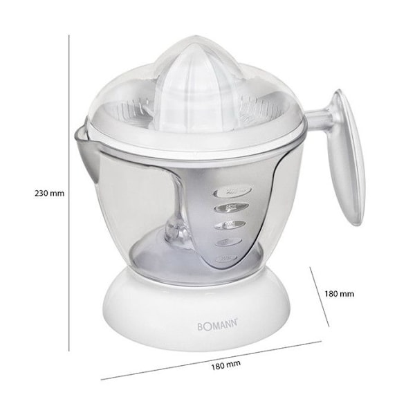 Bomann ZP 1092 CB Electric Citrus Juicer Vit - Sladdförvaring - 1,2 liter - 40 Watt
