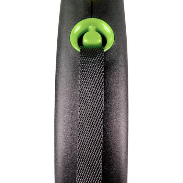 Infällbart koppel - FLEXI - M Tape 5m - Svart/Grön - Bromssystem - För hundar upp till 25 kg svart/grön