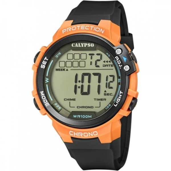 Klocka - CALYPSO - K5817/4 - Chrono - Orange Resin - Svart silikon - Vattentät 10 Atm Orange, Svart