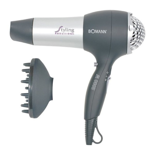 Hårtork - Bomann - HTD 889 CB - 2000 watt - 3 temperaturer - Silver/Grå Silver/Grå