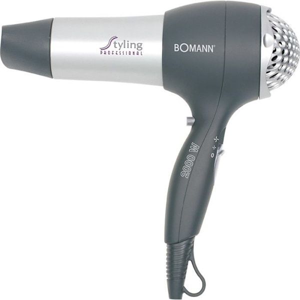 Hårtork - Bomann - HTD 889 CB - 2000 watt - 3 temperaturer - Silver/Grå Silver/Grå
