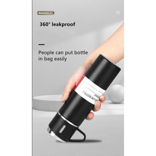 Isolerad flaska i rostfritt stål 500ml Herzberg HG04210-BLK Svart