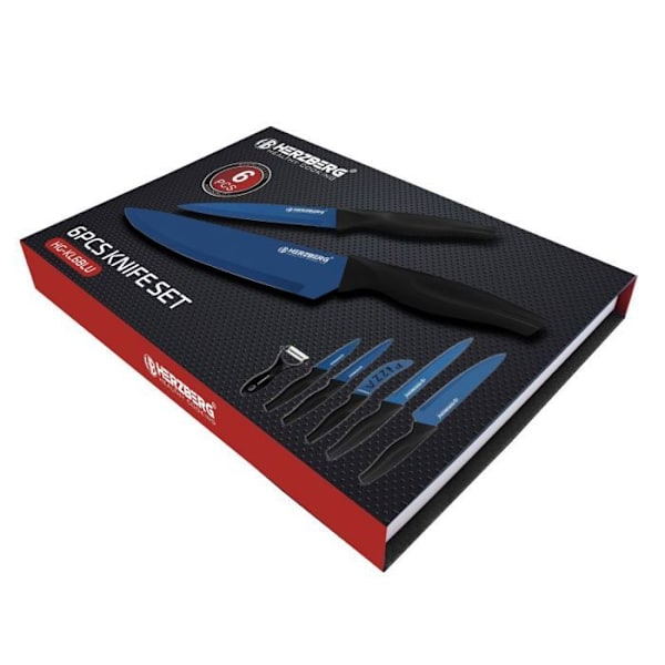 Set med 5 knivar + blå skalare Herzberg HGKL6BLU