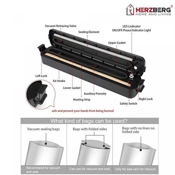 Herzberg HG8103 elektrisk vakuumförsegling