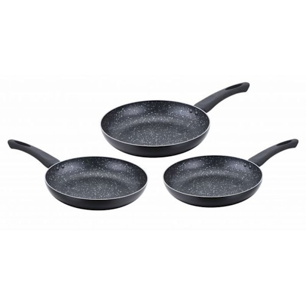 Lot om 3 Stenpannor 20 24 28cm Induktion svart Cenocco CC2001-BLK