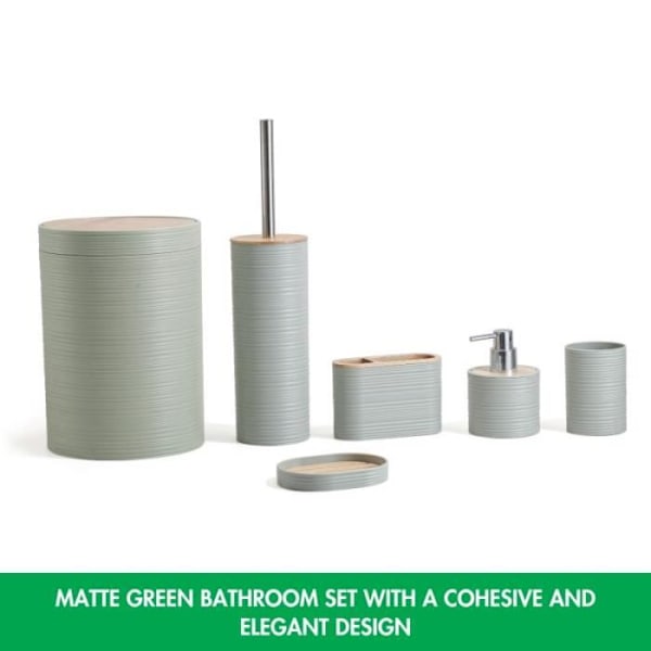 Herzberg Sage Green 6 delar bambu badrumsset HG04449