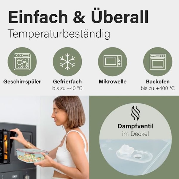 Uppsättning med 9 Glasbehållare med Lock, Classbach FHD4011G Transparent Lunchlåda 40114
