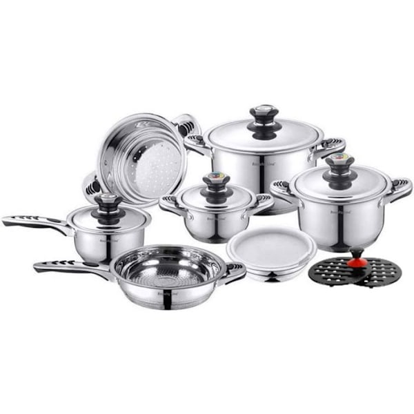 RL-16B 16-delad non-stick induktionsset med grytor och kokkärl i rostfritt stål