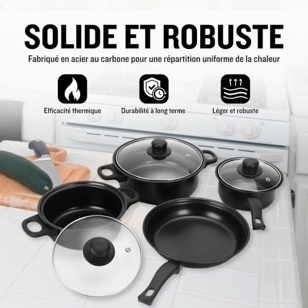 13-delat kokkärlsset med sked Svart Herzberg HG04241