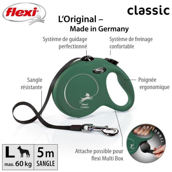 Hundkoppel Trixie Flexi Classic - olivgrön - Grön - M / 5 m olivgrön
