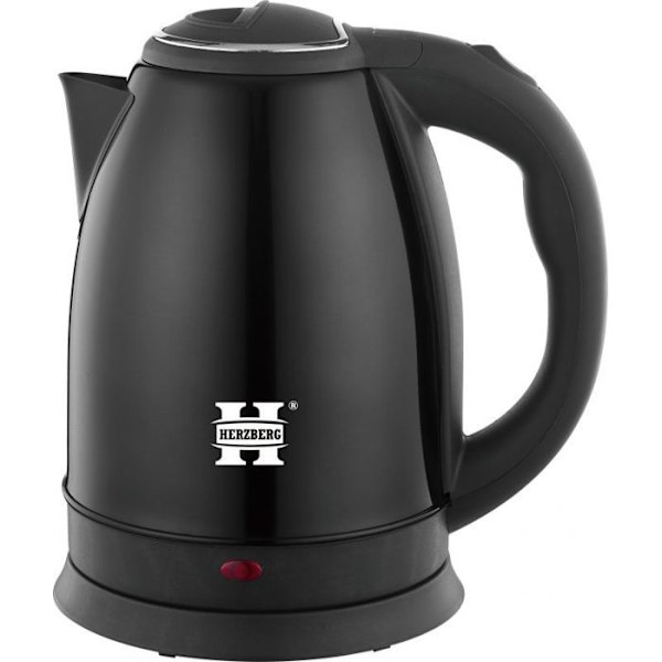 1,8L svart sladdlös vattenkokare i rostfritt stål Herzberg HG5011-BLK Svart