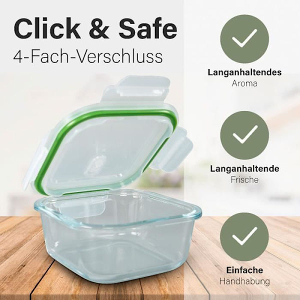 Set med 7 Glaslivsmedelsbehållare med Lock, Classbach FHD4010G Transparent Lunchlåda 40107
