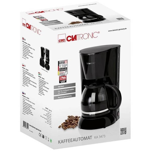 Kaffebryggare - CLATRONIC - KA 3473 - 14 koppar - Filter - Svart Svart