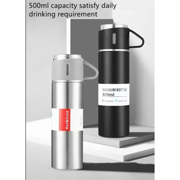 Isolerad flaska i rostfritt stål 500ml Herzberg HG04210-BLK Svart