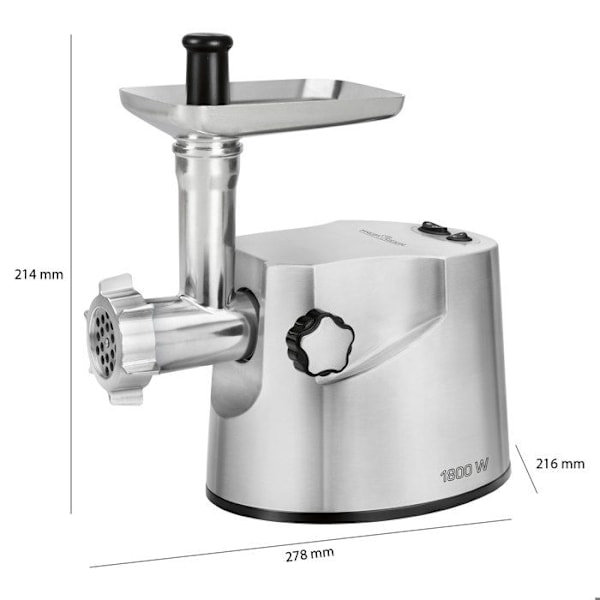 Professionell elektrisk köttkvarn, 2Kg/minut 3 skärskivor Proficook FW 1172 1800W Silver 11722