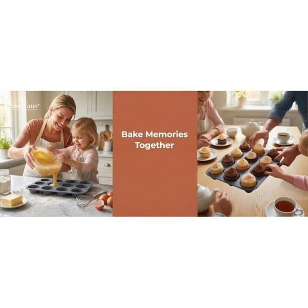 Set med 2 muffinsformar med non-stick beläggning Grå Suiss Haus SH-MFN12S