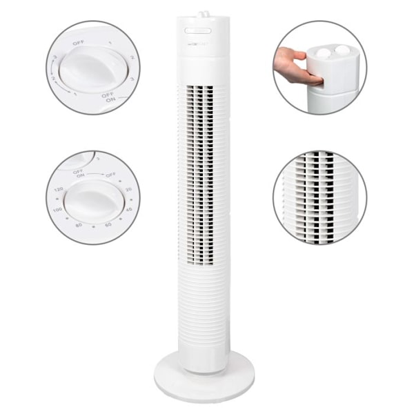 Ventilator för Tyst torn Timer Oskillerande 3 hastigheter 78cm Clatronic TVL 3770 35W Vit 263962