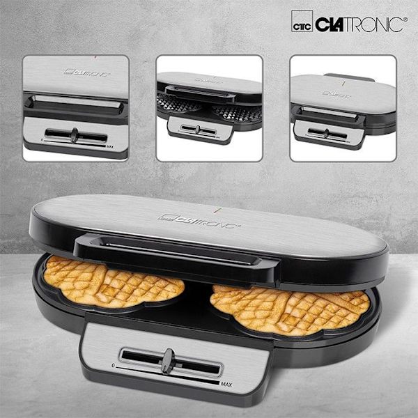 Gaufrier - Caltronic - WA 3745 - 2 plattor - Non-stick beläggning - 1200 W Svart
