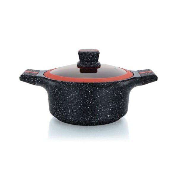 Cocotte med granitbeläggning med glaslock 20cm Herzberg HGRSCAS20