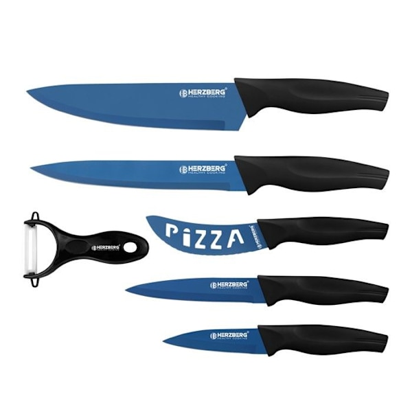Set med 5 knivar + blå skalare Herzberg HGKL6BLU