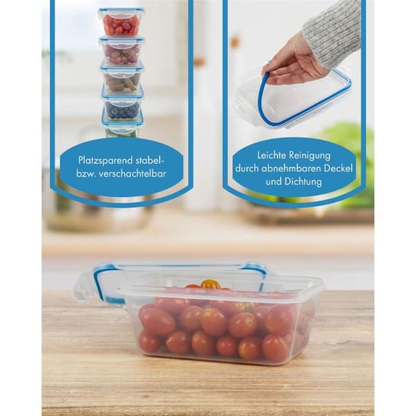 Set med 5 plastmatbehållare med lock, lunchlåda Classbach C-FHD 4007 K