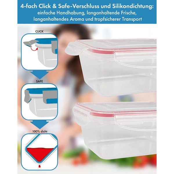 Set med 7 matbehållare av plast med lock, matlåda Classbach C-FHD 4008 K 40084