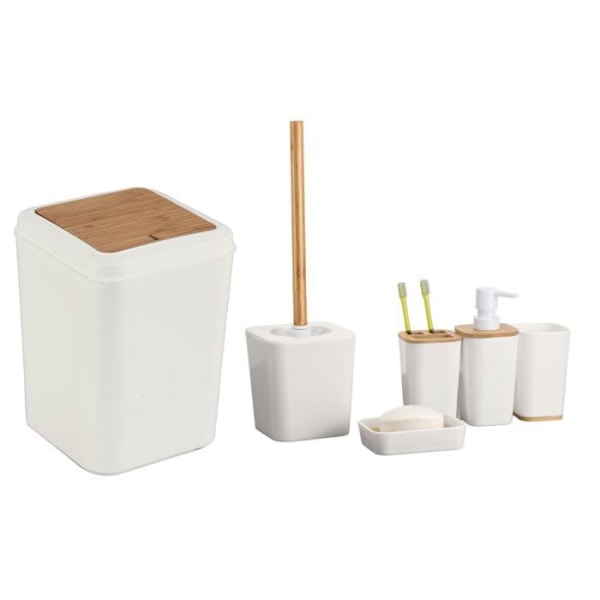 Badrumset 6 delar i bambu Crème Herzberg HG04463
