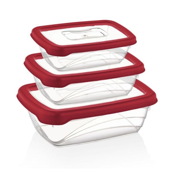 Herzberg HGL764-RED 3-delad röd förvaringsboxsats