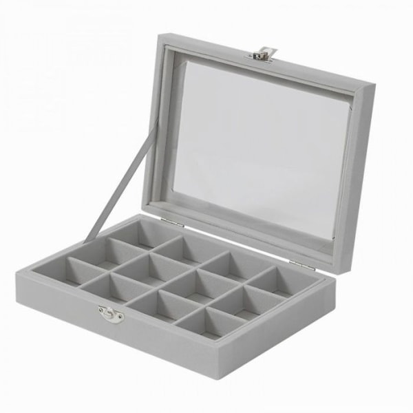 Elegant smyckesorganisatör med glaslock 12 fack Herzberg HG05309
