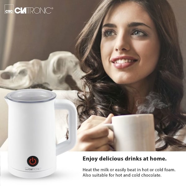 Mjölkskummare - Clatronic - MS 3693 - 500 W - Värmefunktion - Antistänk Vit
