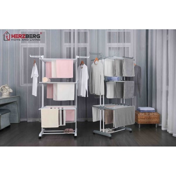 Multifunktionell torkställning 20m grå Herzberg HG8034-GRY