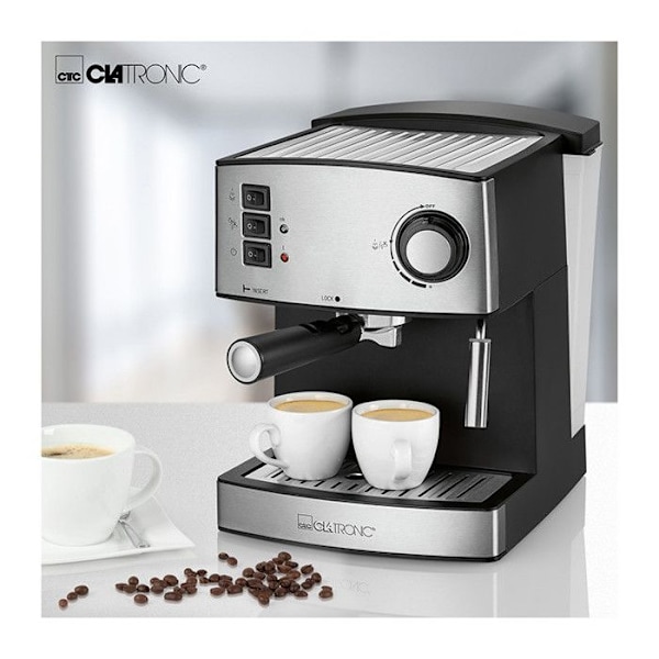 Espressomaskin - CLATRONIC - ES 3643 - 15 bar - Malet kaffe - Rostfritt stål Grå