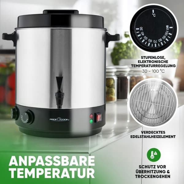 Burksterilisator - PC-EKA1283-Inox - 32 L - Inox - Temperatur 30–100°C