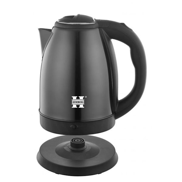 1,8L svart sladdlös vattenkokare i rostfritt stål Herzberg HG5011-BLK Svart