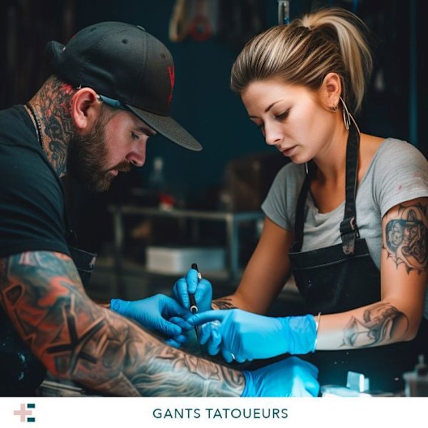 Paket med 3 lådor med 100 blå NITRILHANDSKAR för tatuerare STORLEK M MERCATOR MP3B100GNPTM