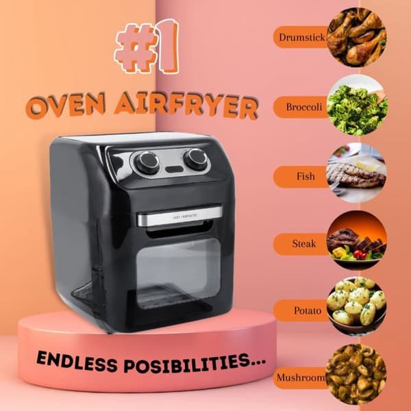 Luftfritös - JUST PERFECTO - XXL 12L - 1800 W - 12 program - Rostfritt stål Rostfritt stål