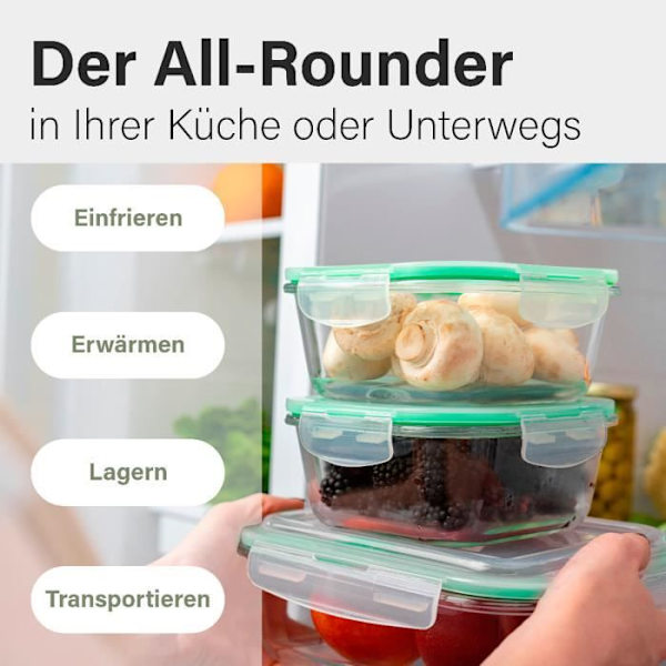 Set med 7 Glaslivsmedelsbehållare med Lock, Classbach FHD4010G Transparent Lunchlåda 40107