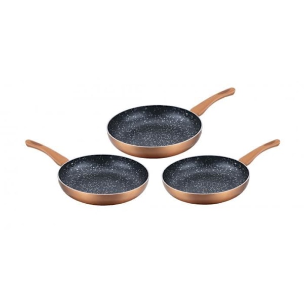 Set med 3 stenstekpannor 20 24 28cm Röd Induktion Cenocco CC2001-RED