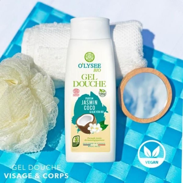 Ekologisk Aloe Vera & Jasmine Coco Shower Gel - O'LYSEE - Förpackning med 3x250 ml - Vegansk - Flaska