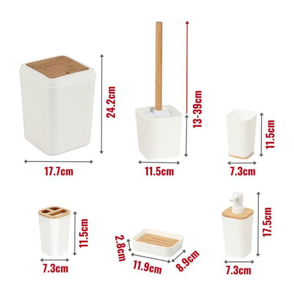 Badrumset 6 delar i bambu Crème Herzberg HG04463