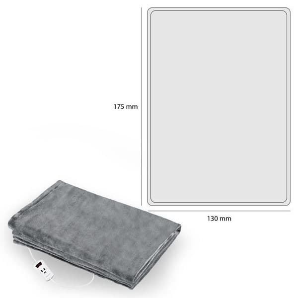 Elvärmefilt 130 x 180cm 10 Temperaturinställningar Timer 1-9 timmar Proficare WZD 3061 180W Grå