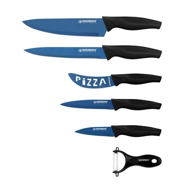 Set med 5 knivar + blå skalare Herzberg HGKL6BLU