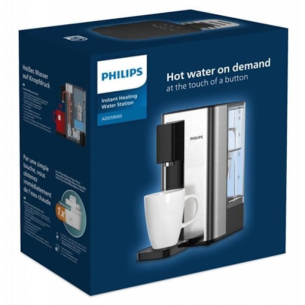 Vattendispenser - PHILIPS - ADD5906S/10 - Micro X-Clean filter - Varmvatten - Silver/Svart Silver/svart