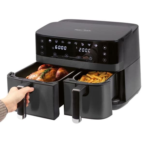 Luftfritös 9L dubbelkompartiment 2700W Proficook PC-FR1295H-Svart Svart