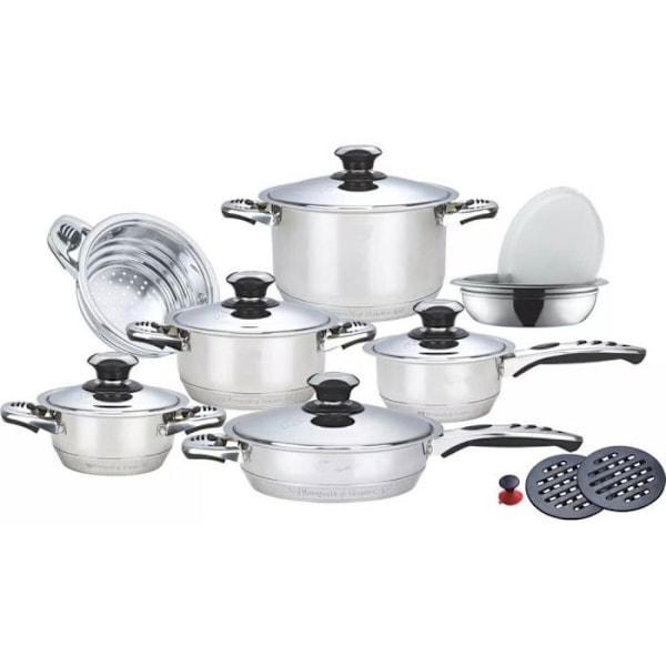 RL-16B 16-delad non-stick induktionsset med grytor och kokkärl i rostfritt stål