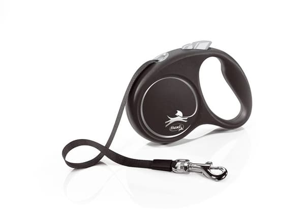 Lämna rem - Flexi - Svart design S - 5 m - svart silver svart silver